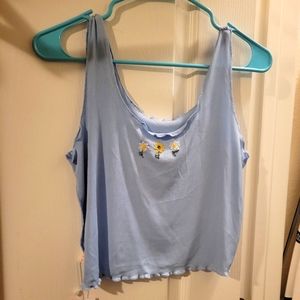 NWT ROMWE cropped light blue tank with flowers